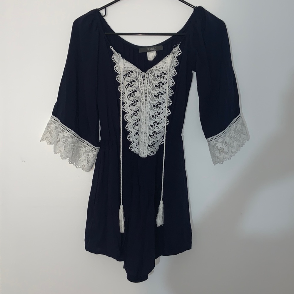 Navy blue and lace romper